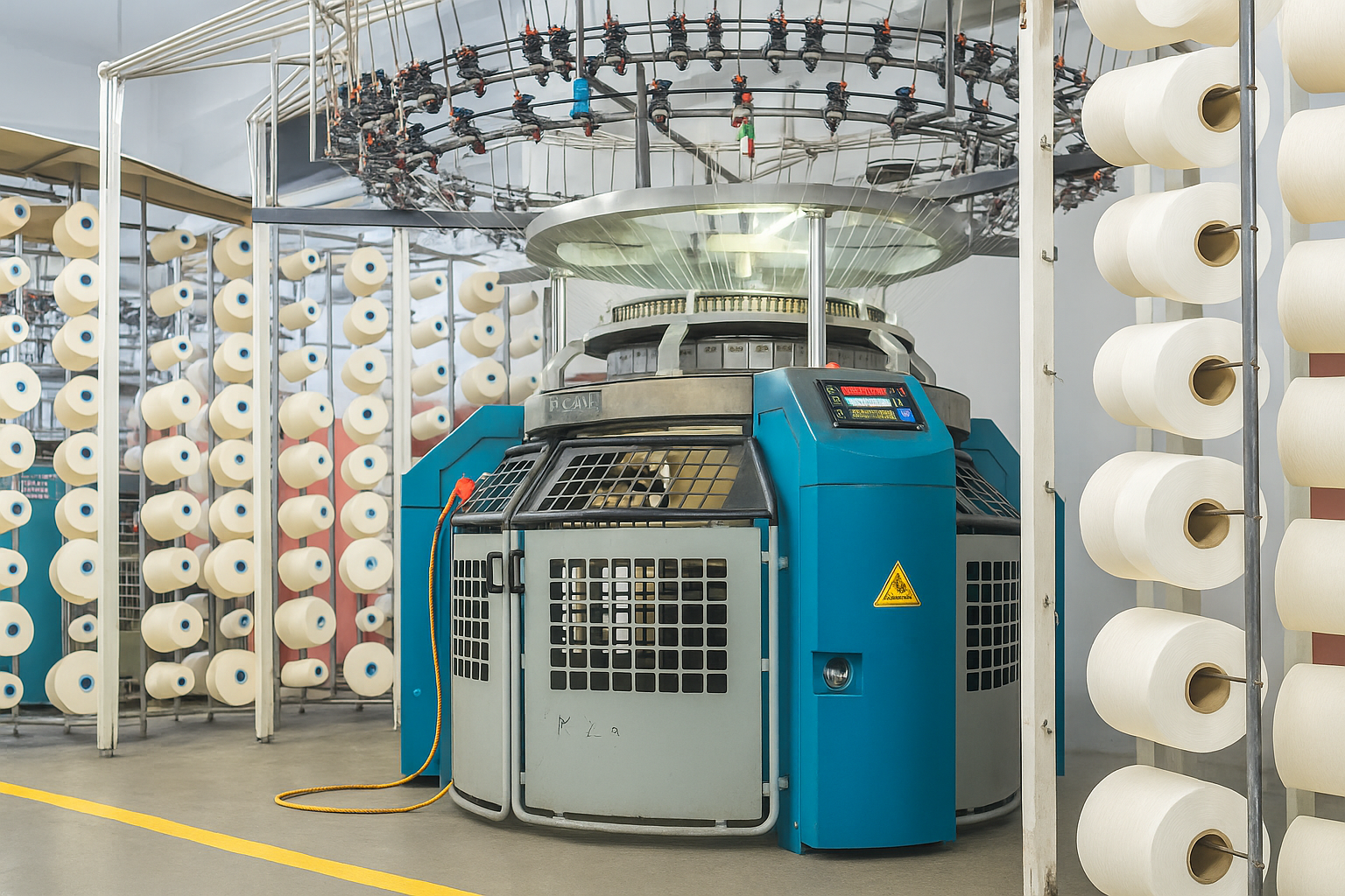 Industrial knitting machines producing high-quality knit fabrics