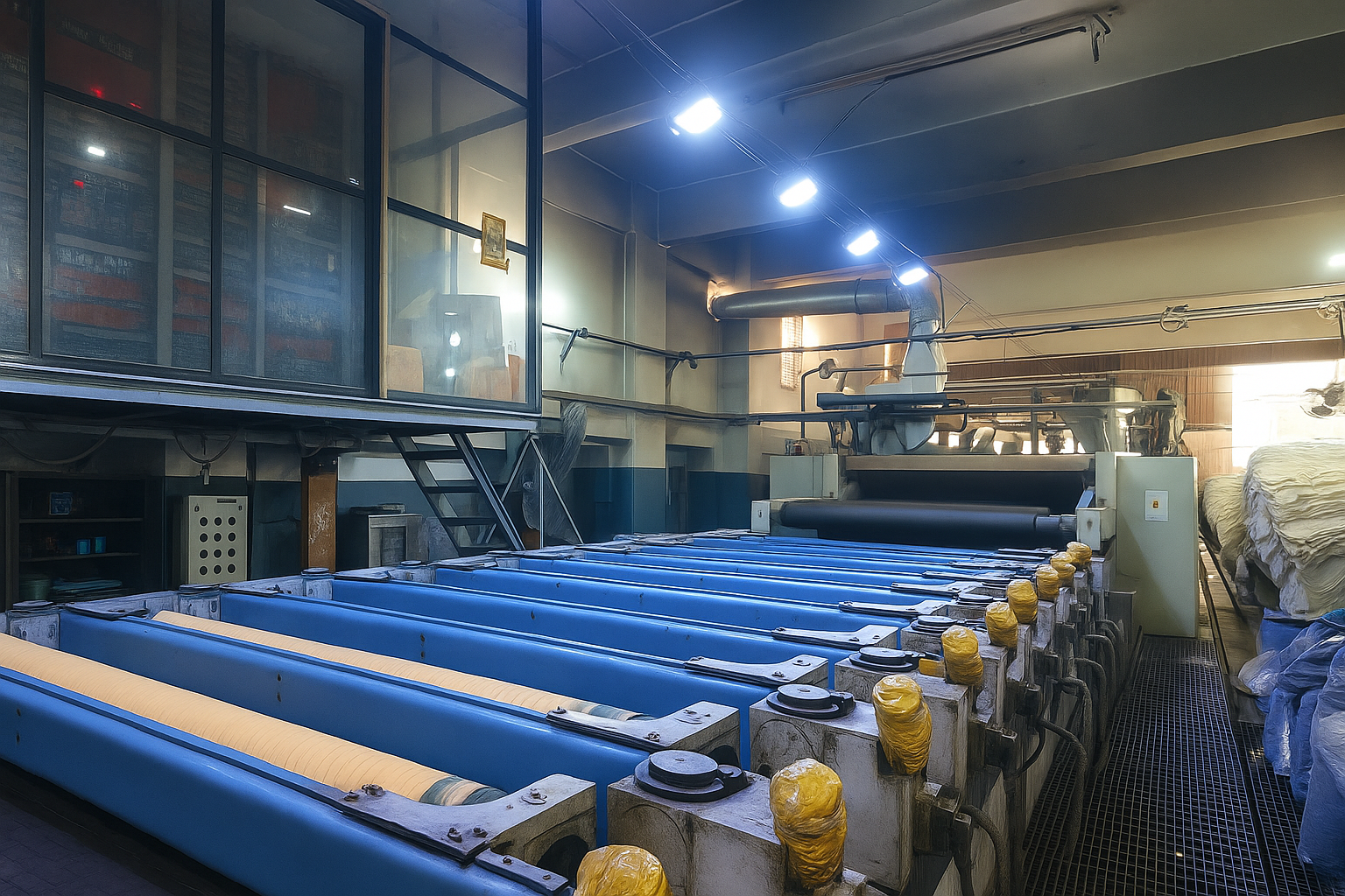 High-speed rotary printing on fabric rolls